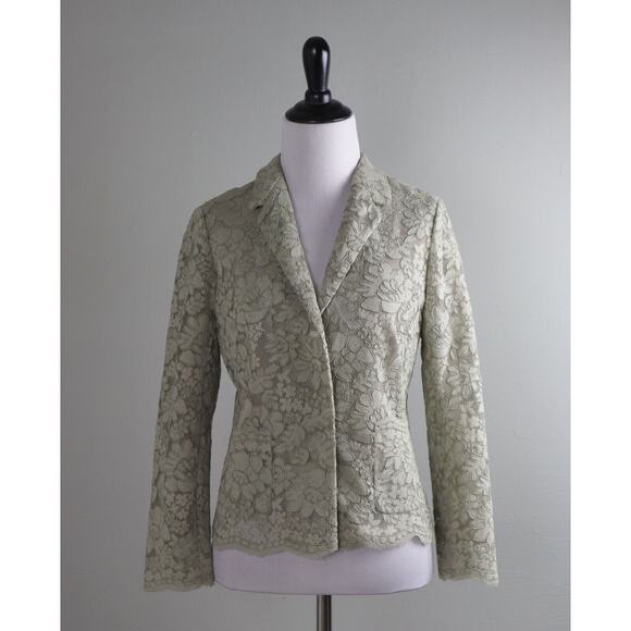J.CREW COLLECTION $228 Beige Floral Lace Lined Light Blazer Jacket Top Size 2 - Picture 1 of 6